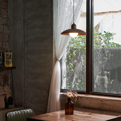 LuxRoyale Japanese Walnut Pendant Light, Wabi-Sabi Handcrafted Minimalist Fixture