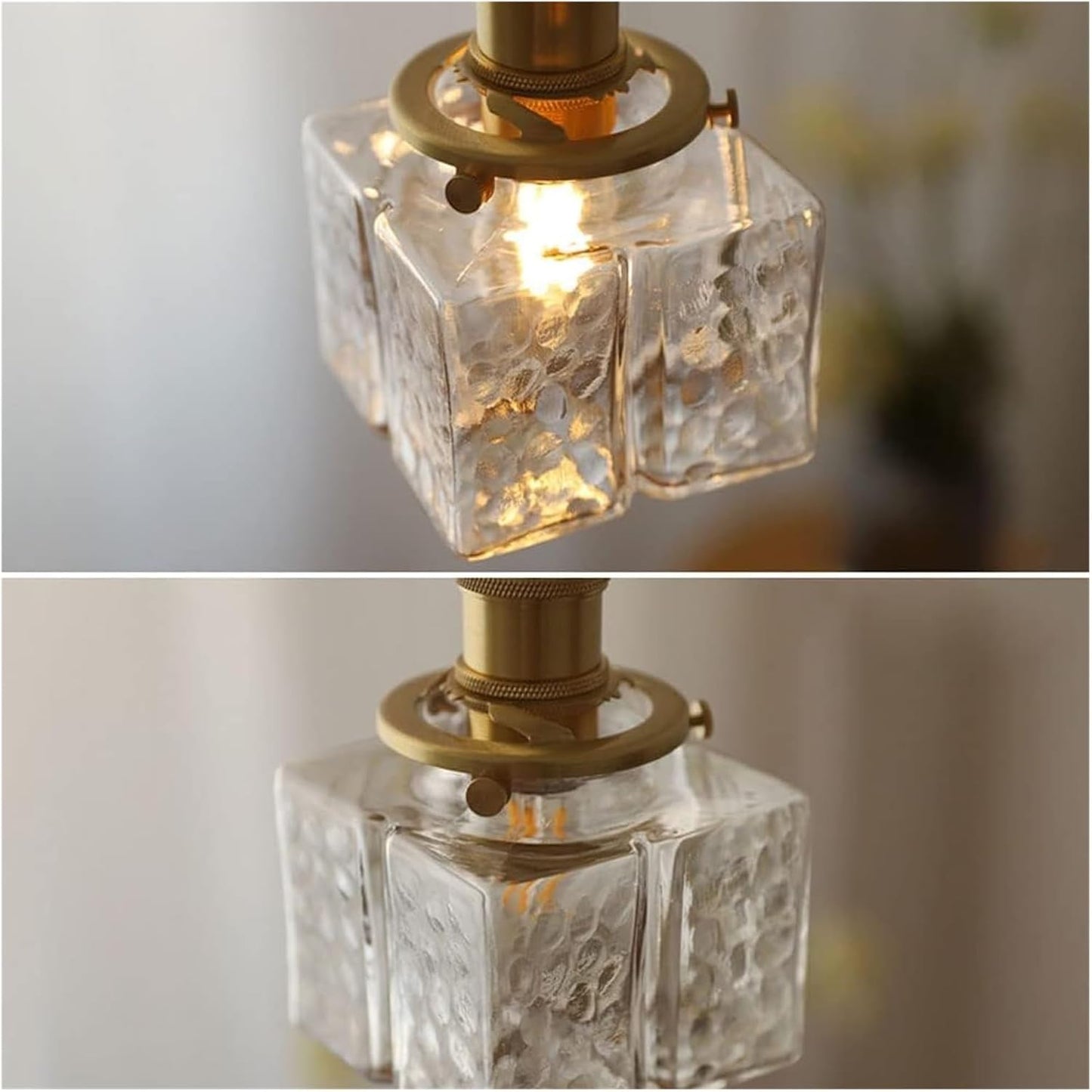 LuxRoyale Vintage Hand-Textured Glass Pendant Light With Antique Brass Hardware