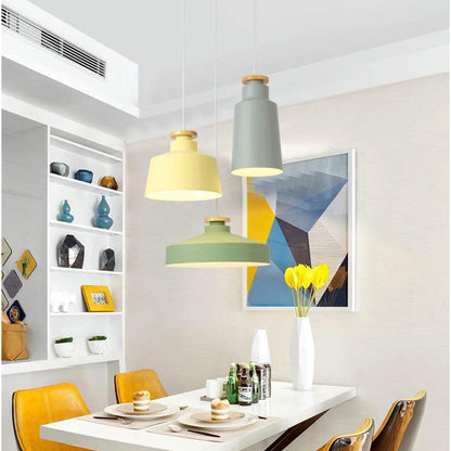 RoyaleGlow Modern Minimalist Metal & Wood Pendant Light - Hygge Style Hanging Lamp