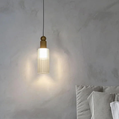 LuxRoyale Modern Brass & Ribbed Glass Mini LED Pendant Light for Kitchen Island