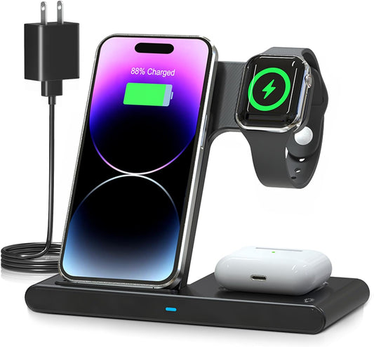 Royaleva 3 IN 1 Wireless Fast Charger Stand For iPhone Watch And AirPod