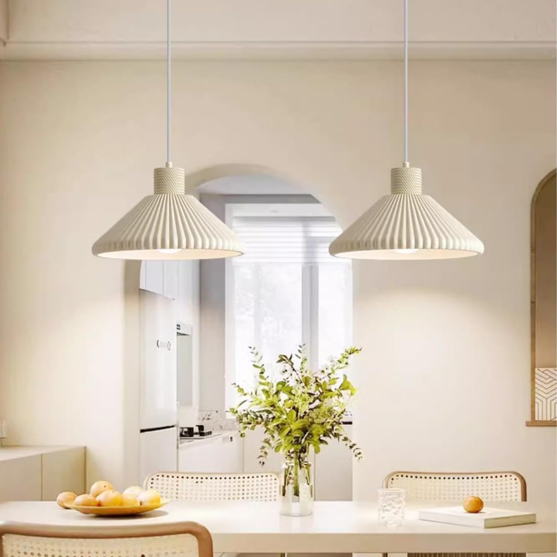 RoyaleGlow Modern Pleated Cone Pendant Light for Dining Room & Kitchen Island