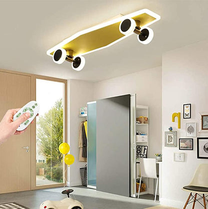 RoyaleGlow Dimmable LED Skateboard Ceiling Light for Modern Kid's Rooms