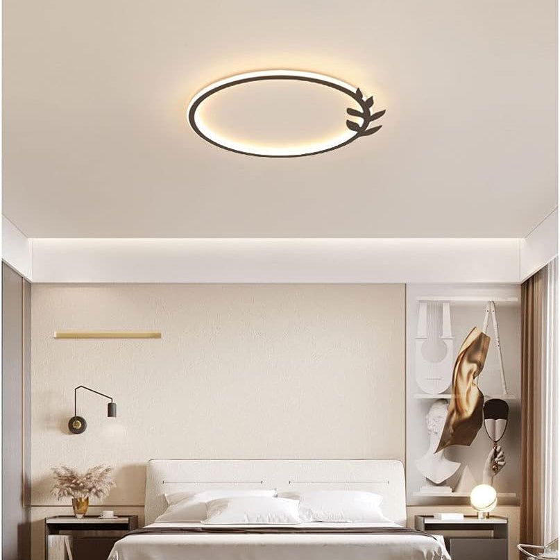 LuxRoyale Dimmable LED Flush Mount Light with Round Leaf Edge for Living Room & Bedroom