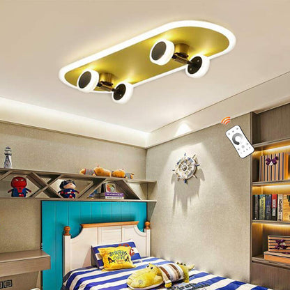 RoyaleGlow Dimmable LED Skateboard Ceiling Light for Modern Kid's Rooms