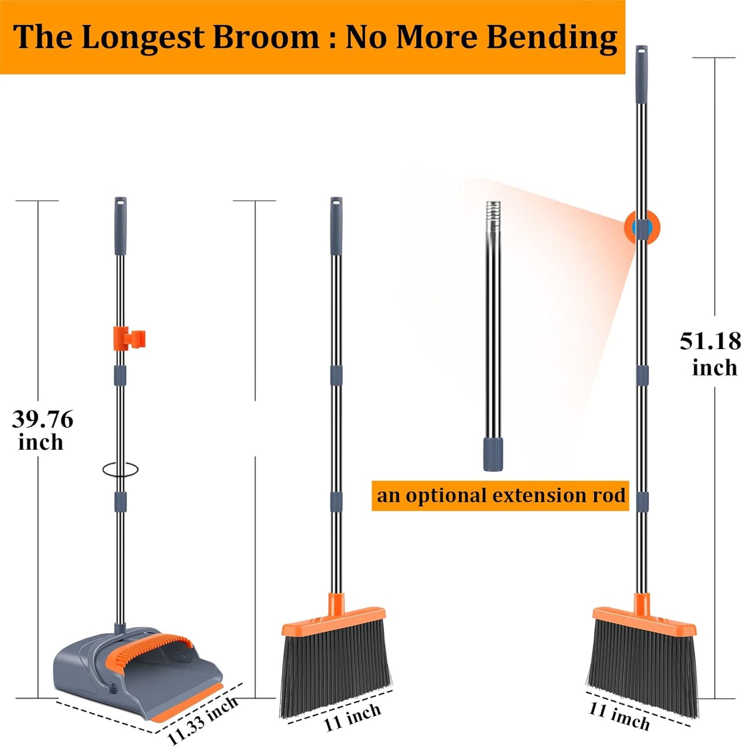 Luxora Self-Cleaning Broom And Dustpan Set For Easy Cleaning