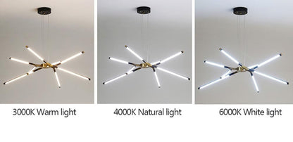 LuxRoyale Modern Dimmable LED Linear Chandelier for Living & Dining Room.