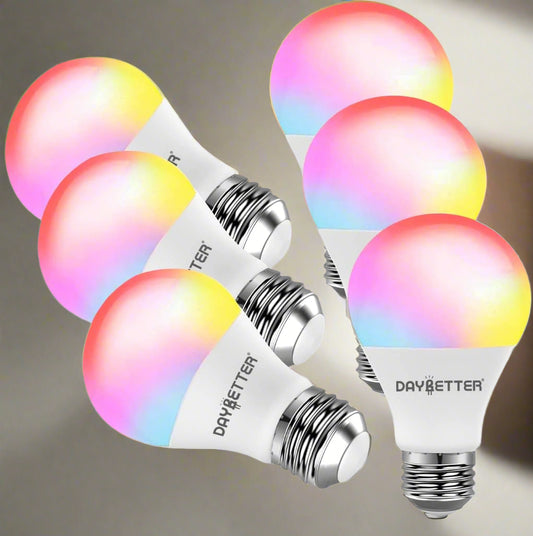 WiFi LED Smart Light Bulbs – Multicolor, Dimmable, 9W (60W Equivalent) – Compatible with Alexa & Google Home – Remote App Control – 6 Pack