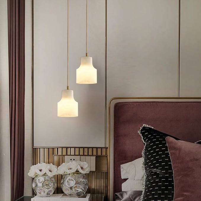 RoyaleGlow Wabi-Sabi Marble Pendant Light - Japandi Minimalist Hanging Lamp