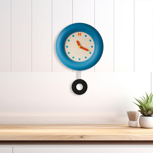 Royelux Modern Blue Pendulum Wall Clock - Minimalist Japanese Style Decor