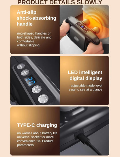 RoyaleGlow Deep Tissue Massage Gun with 20 Gears and 4 Heads