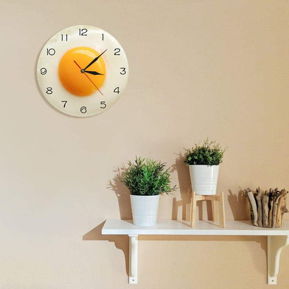 Royelux Fried Egg Wall Clock - Novelty Kitchen Decor & Unique Gift Idea