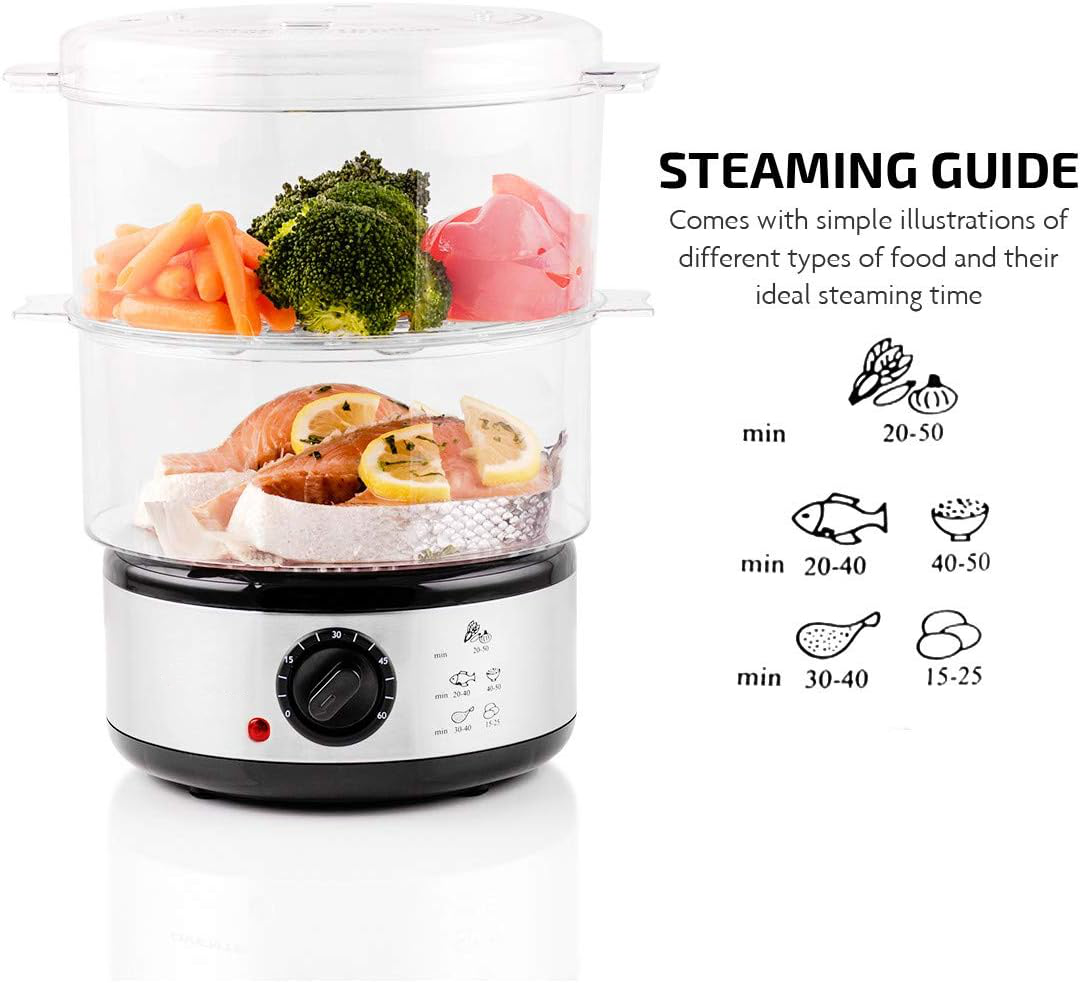 RoyaleGlow Electric Vegetable Steamer 13.7 Quart Capacity