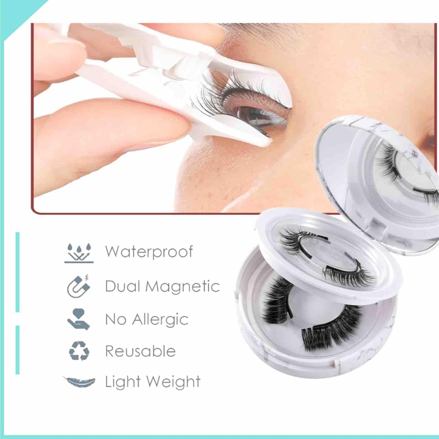 Luxora Reusable Magnetic Eyelash & Tweezer Set No Glue Needed