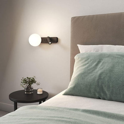 LuxRoyale Modern Alabaster Wall Sconce with Adjustable LED Reading Light