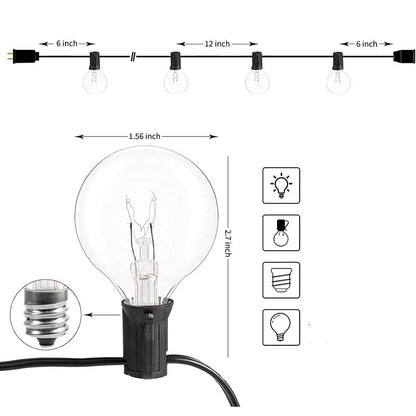 Royaleva Outdoor Dimmable String Lights - 20 ft LED Ambiance Lighting - Black / 20 ft