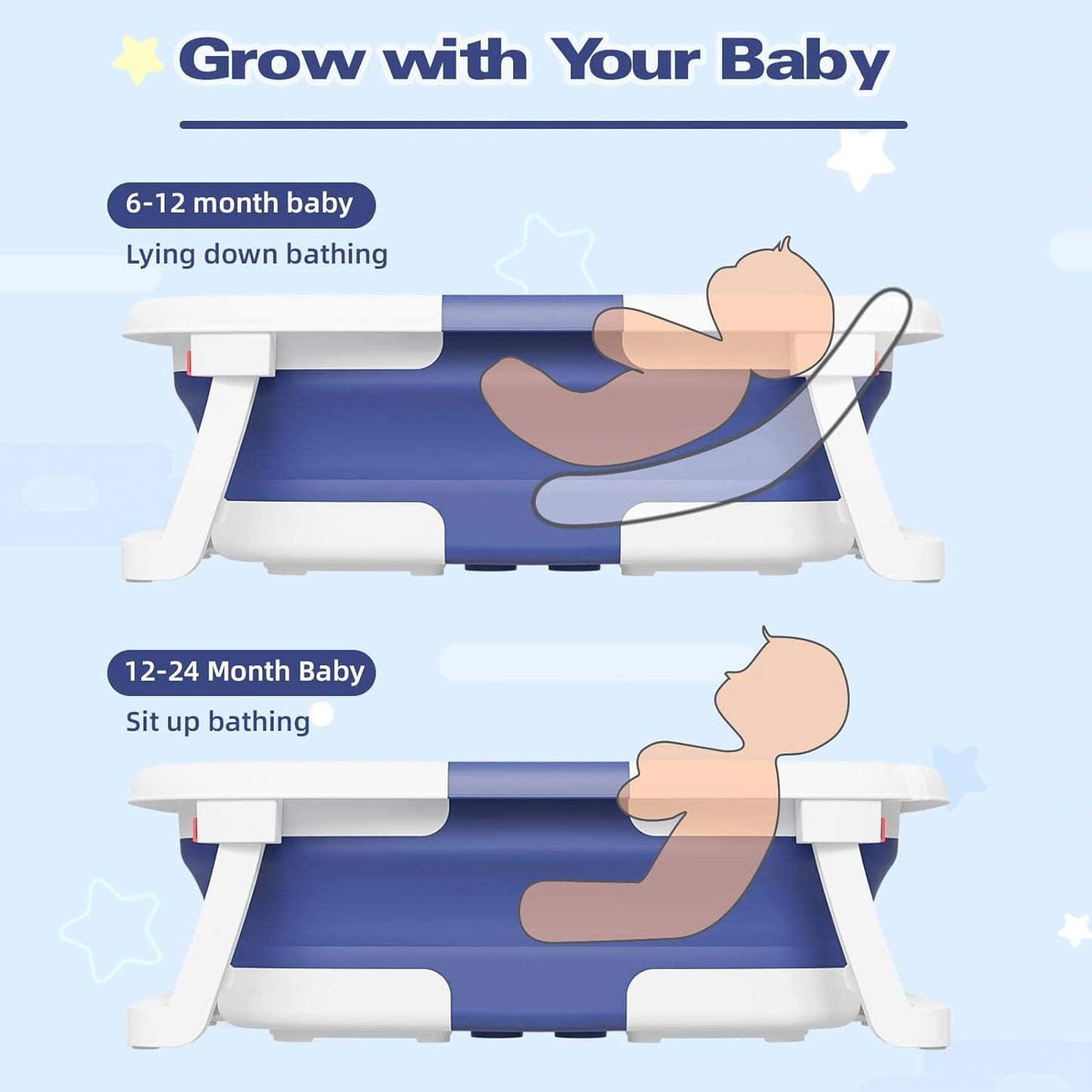 Royaleva Baby Bath Tub with Temperature Sensor and Foldable Design
