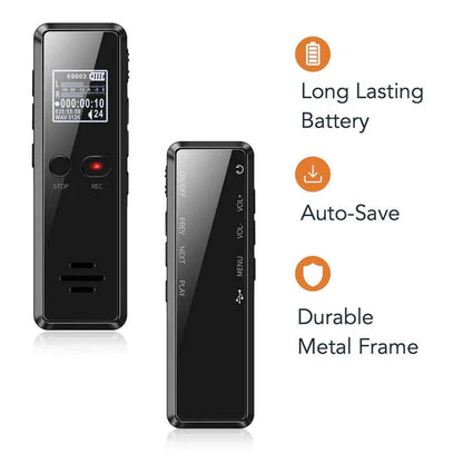LuxRoyale Professional Digital Voice Recorder | Audio Sound Recorder | Auto Saving Files with Built-in Speaker