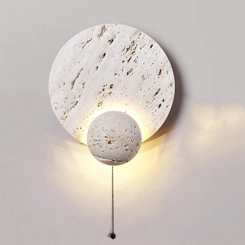 Royelux Modern Travertine Wall Sconce - Cream Natural Stone LED Lighting
