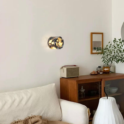 RoyaleGlow Natural Marble Wall Sconce - Modern Luxury Light with Black & White Stone