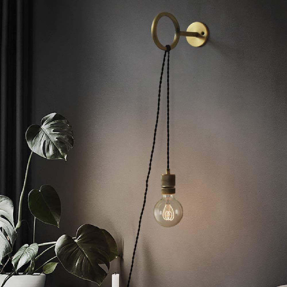 RoyaleGlow Industrial Loft Wall Sconce with Plug - Vintage Edison Bulb Light Fixture