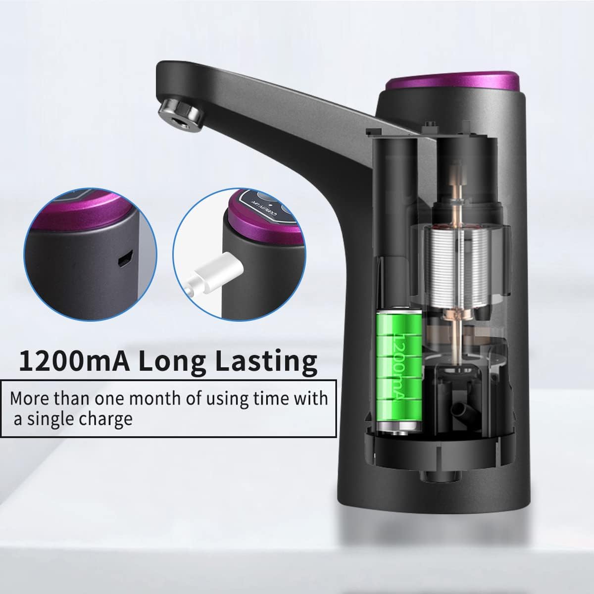 RoyaleGlow Electric Water Bottle Pump Dispenser Portable