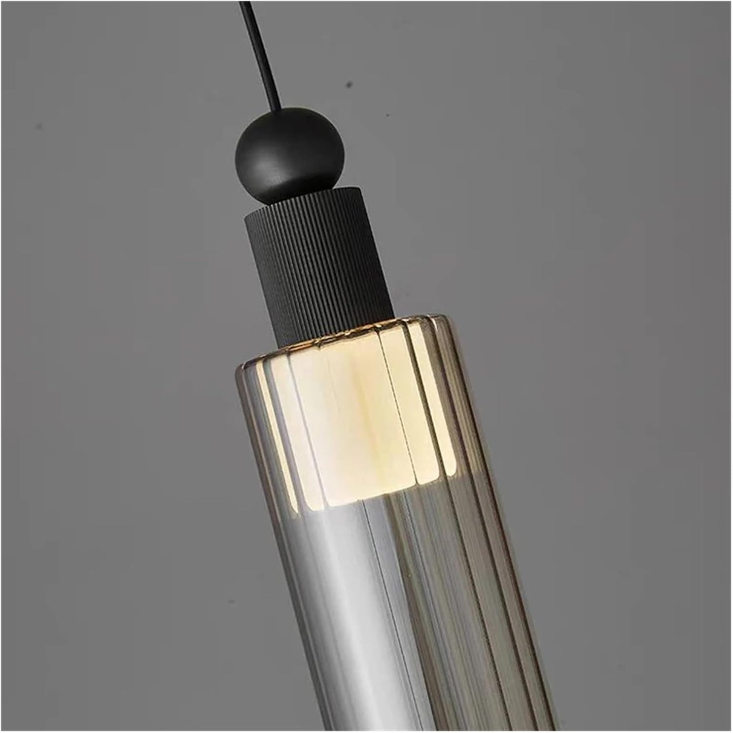 LuxRoyale Modern Brass & Ribbed Glass Mini LED Pendant Light for Kitchen Island