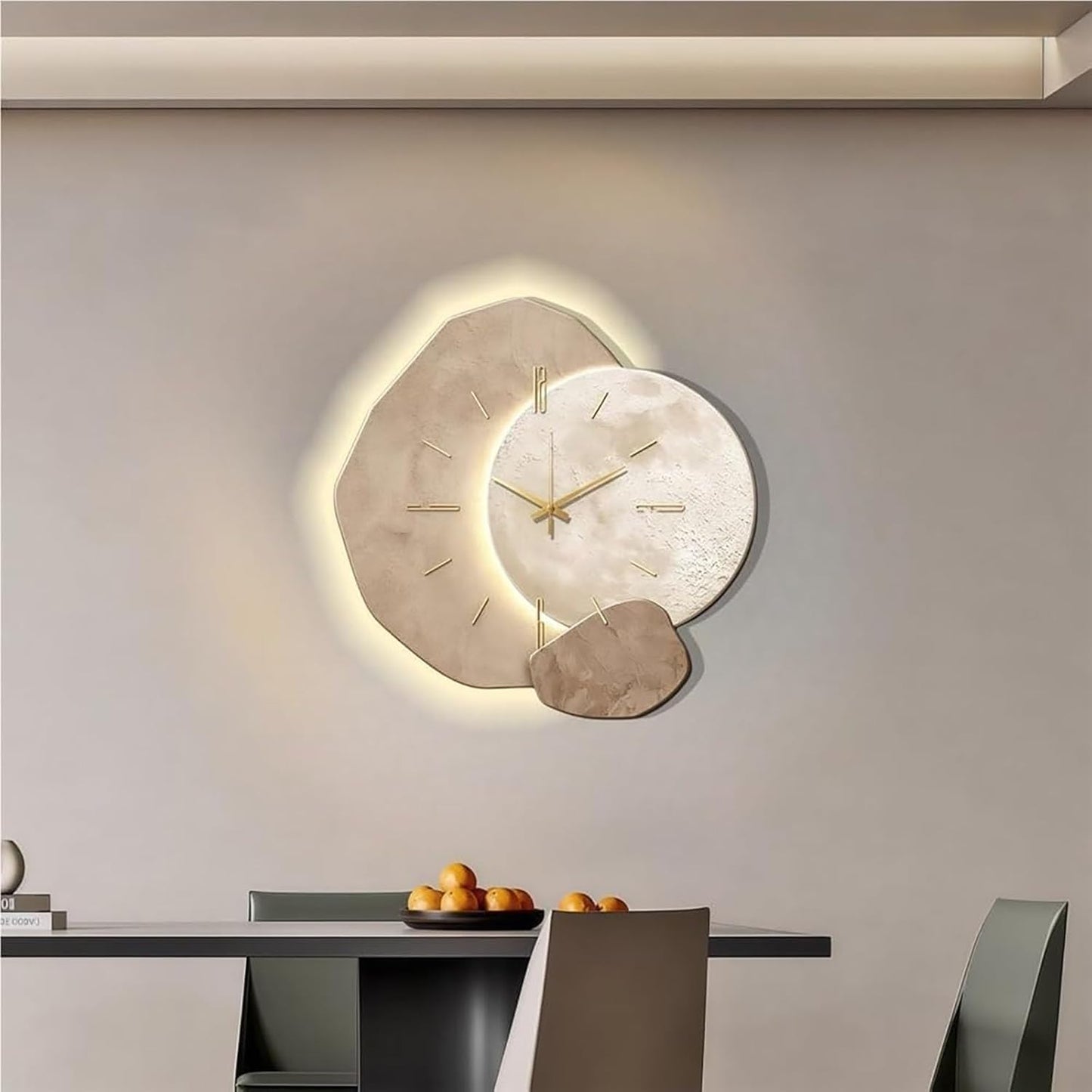 Royallure Modern Wood Wall Clock with LED Backlight - Silent Quartz Movement Decor