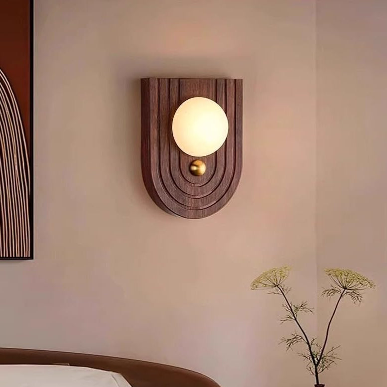 RoyaleGlow Alabaster Wood Wall Sconce - Modern Vintage Lighting with Marble