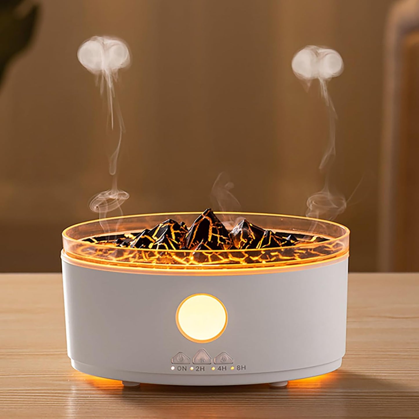 Volcano Humidifier, 300ML Essential Oil Diffuser with Jellyfish Mist and 3 Color Lights, Remote Controlled