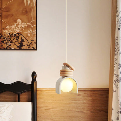 Royelux Modern Rustic Terracotta & Wood Pendant Light for Bedroom, Restaurant & Bar
