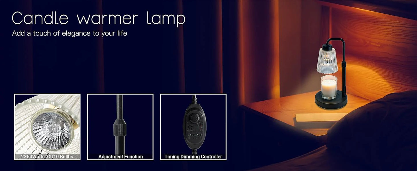 RoyaleGlow Dimmable Candle Lamp Warmer with Timer