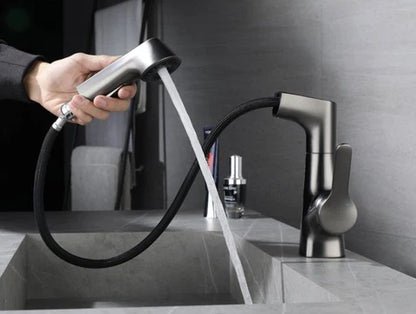 RoyaleGlow Bathroom Faucet With Rotating Retractable Hand Shower