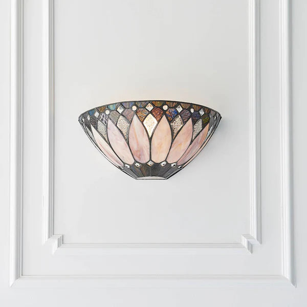 RoyaleGlow Art Glass Wall Sconce - Handcrafted Stained Glass & Bronze Finish