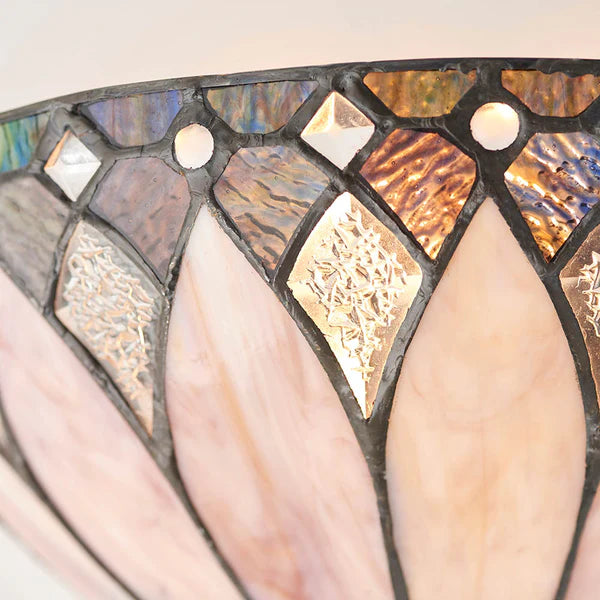 RoyaleGlow Art Glass Wall Sconce - Handcrafted Stained Glass & Bronze Finish