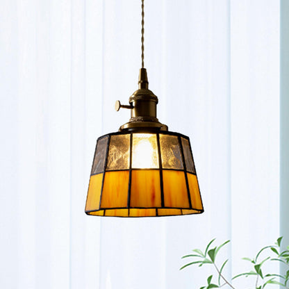 RoyaleGlow Vintage Tiffany Style Stained Glass Pendant Light for Bedroom, Balcony