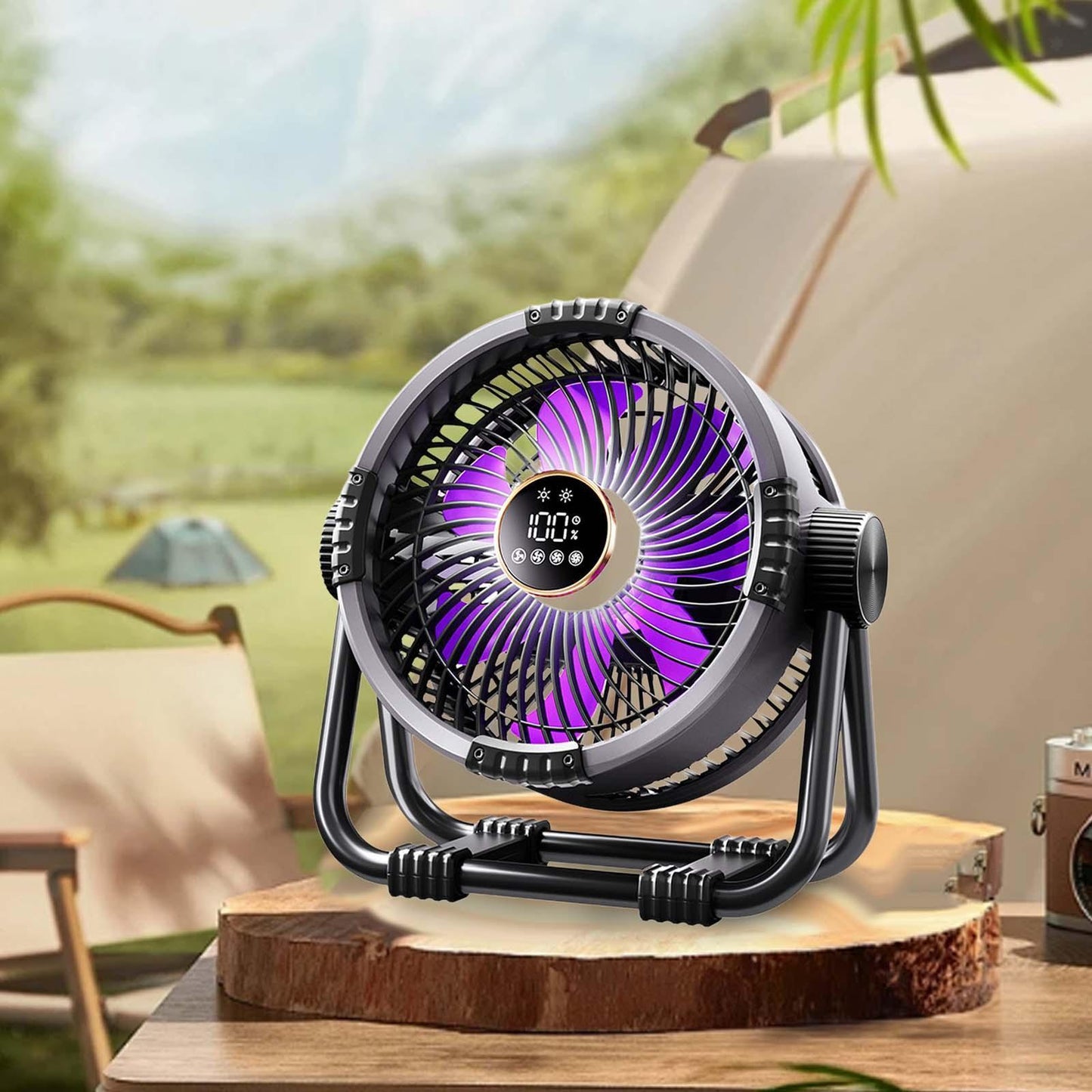 RoyaleGlow Portable Camping Fan with LED Light, 20000mAh Battery & Remote Control
