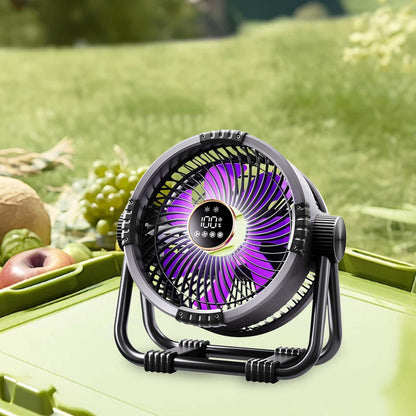 RoyaleGlow Portable Camping Fan with LED Light, 20000mAh Battery & Remote Control