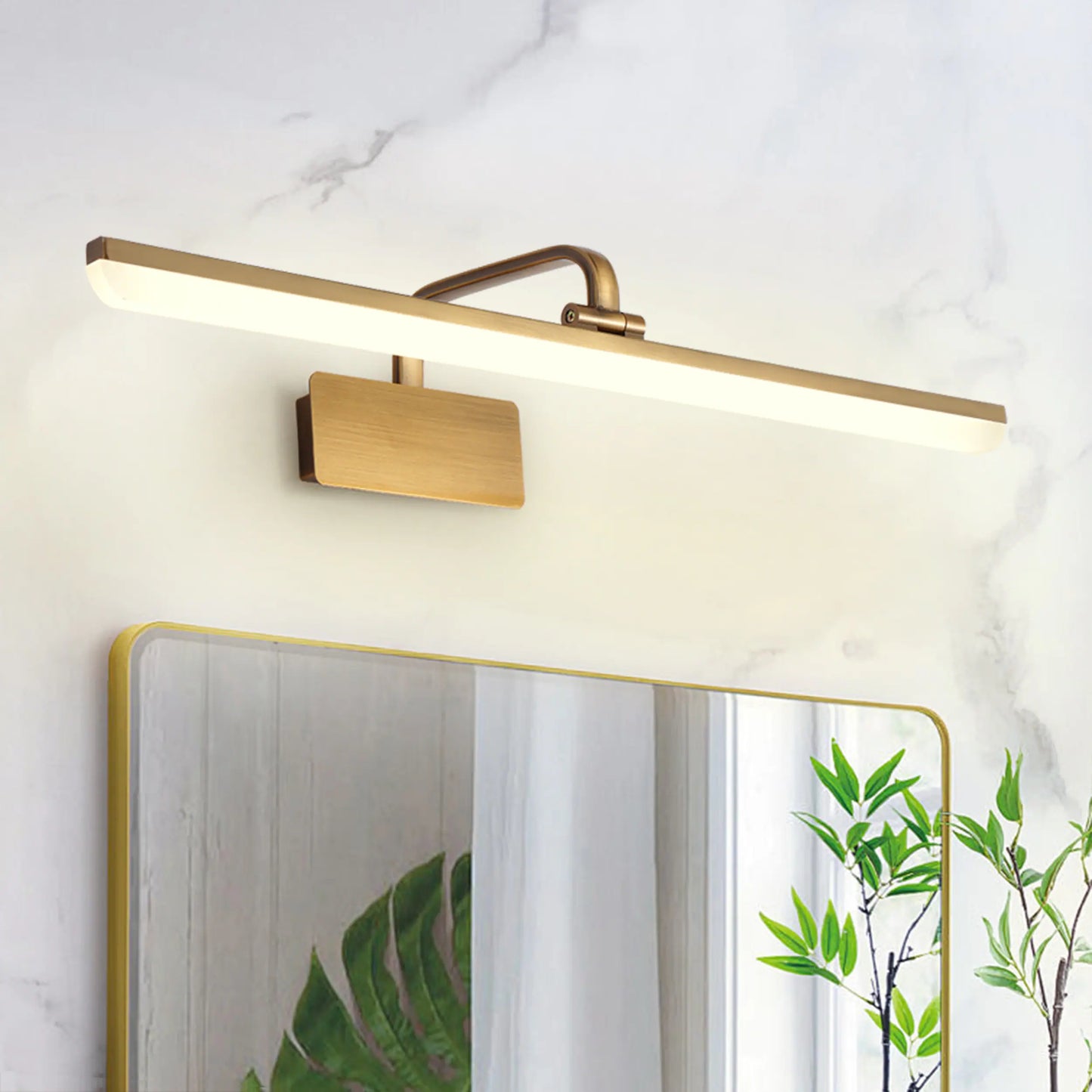 Royaleva Modern Linear LED Vanity Light - Brushed Brass Wall Sconce for Bathroom & Mirror Lighting