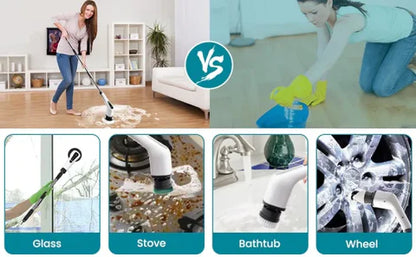 Luxora Electric Spin Power Scrubber Cordless Cleaning Brush Long Handle 7 Heads