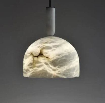 RoyaleGlow Modern Alabaster Pendant Light - Natural Stone & Copper Hanging Lamp