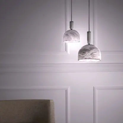 RoyaleGlow Modern Alabaster Pendant Light - Natural Stone & Copper Hanging Lamp
