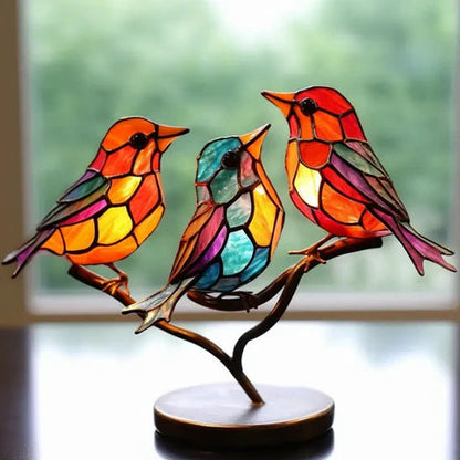 Luxora Colorful Birds on Branch Desktop Ornaments Decor