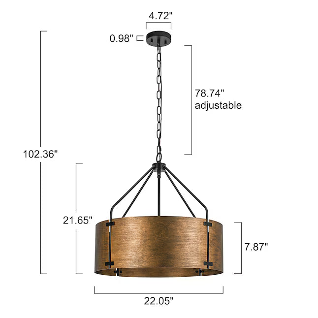 RoyaleGlow Farmhouse Bronze Chandelier-Industrial Drum Pendant Light