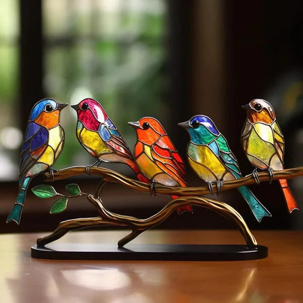 Luxora Colorful Birds on Branch Desktop Ornaments Decor