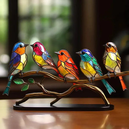 Luxora Colorful Birds on Branch Desktop Ornaments Decor