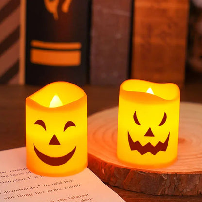 6Pcs LED Candle Light Battery Powered Pumpkin Skull Ghost Spooky Light Halloween Party Decora Ambiance Electronic Candle Lights 3