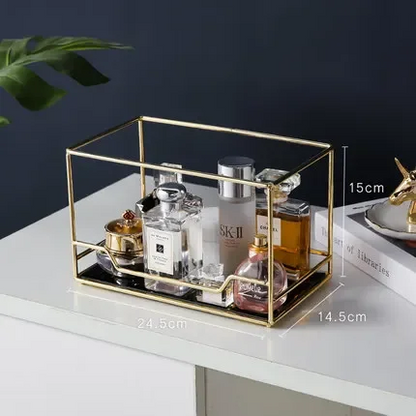 LuxRoyale 2-Tier 360 Rotating Gold Vanity Organizer for Perfume & Cosmetics