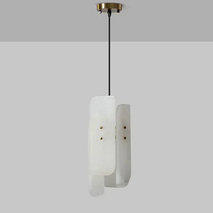 RoyaleGlow Modern Alabaster Pendant Light - Brass Hanging Lamp for Dining, Kitchen, Bedroom