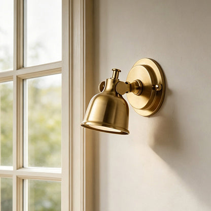 Royelux Vintage Brushed Brass Bell Wall Sconce - Adjustable Industrial Accent Light